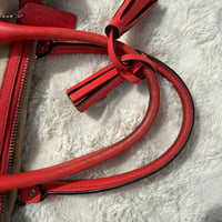 Image 5 of Coach Beige Signature C Satchel with Coral Trim