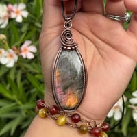 Image 3 of Pink & Orange Sunset Labradorite Pendant 💗