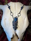 Blue Titanium Quartz Mink Skull - Necklace