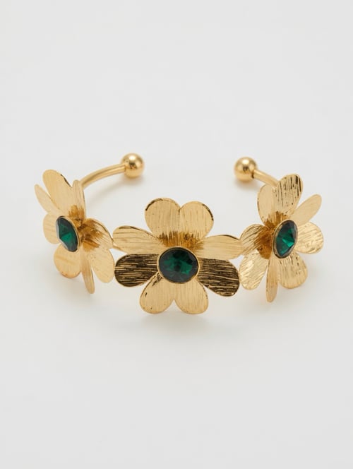 Image of Tres Flores cuff (emerald stone)