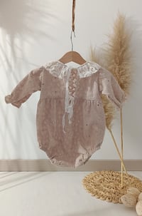 Image 3 of Baby Girl Bodysuit for Photoshoot Bethany Beige | Sitter Baby Outfit 9–12 Months Photo Prop