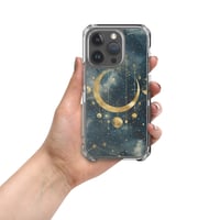 Image 11 of Blue and Gold Celestial Moons Design Clear Case for iPhone®