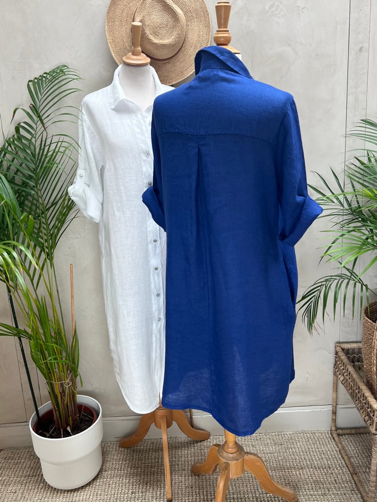 Image of Robe En Lin Daphné Bleu Majorelle