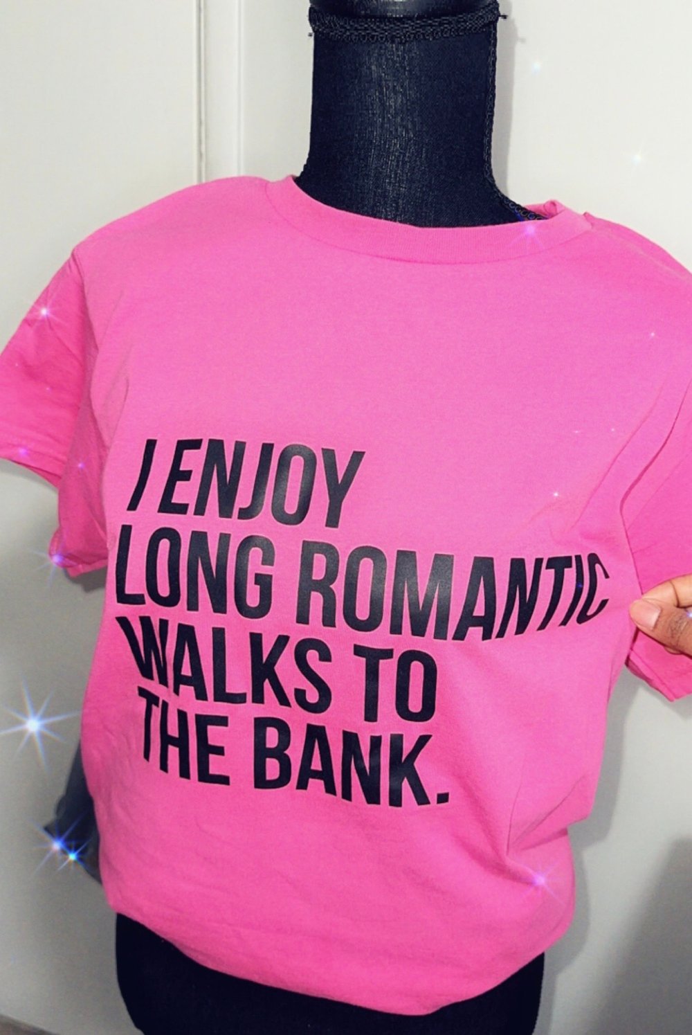 Image of Unisex tshirt I enjoy long romantic walks to the bank