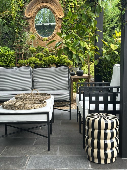 Image of Striped Black Garden Stool