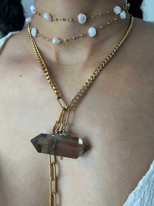 Image of DARA • Smokey Quartz Drop Necklace