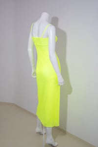 Image 2 of Long Mesh Dress - Neon Green