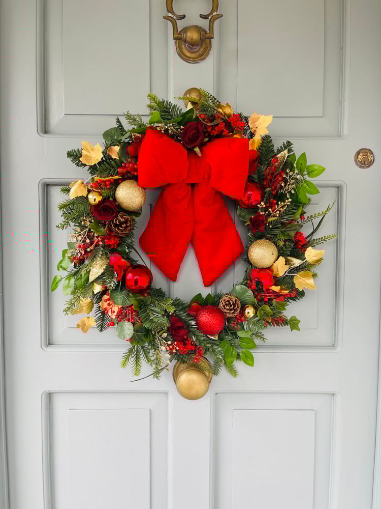 Image of Red and Gold Plush Bow 