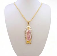 Image 1 of Pink Guadalupe pendant necklace 