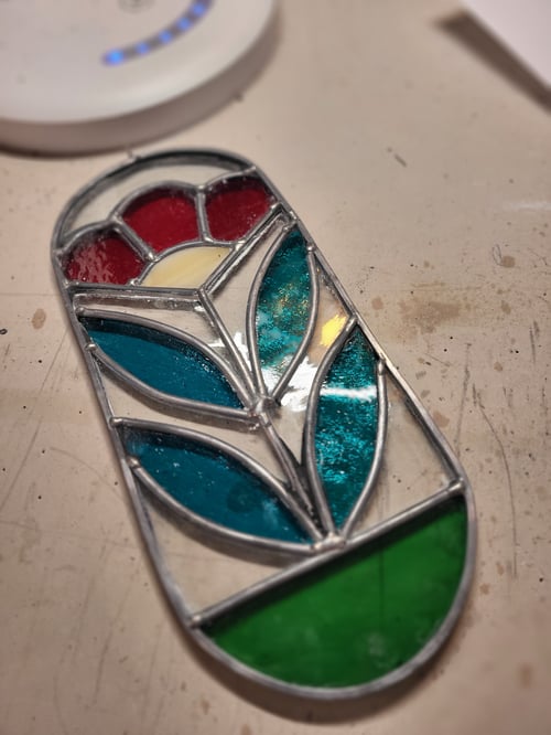 Image of Cottage Flower mini panel- stained glass