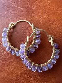 Amethyst Hoop Earrings (Brass)