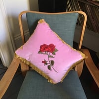 Image 4 of Pink velvet, red rose cushion