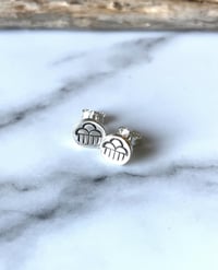 Image 2 of Handmade Sterling Silver Rain Cloud Stud Earrings 925