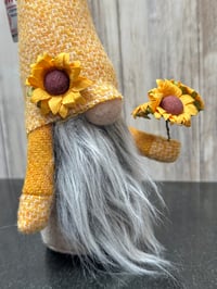 Image 3 of Harris Tweed Wee Sunflower Gnome, grey beard