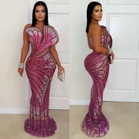 Image 1 of Divine butterfly crystalgown (Pink)