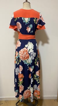 Image 5 of Colour block floral wrap dress