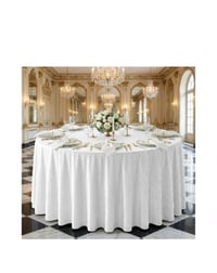 Image 1 of White Velvet  Tablecloth 