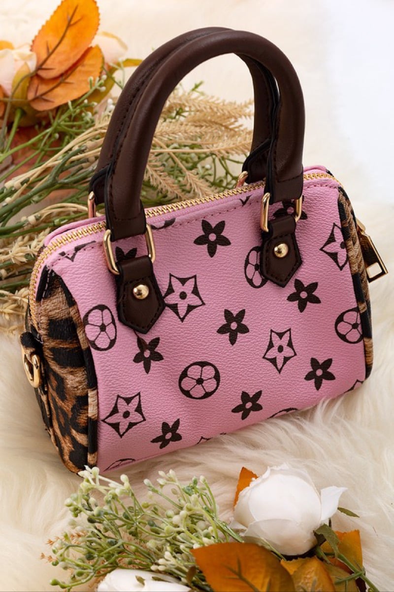 Image of Pink Flower & Leopard Mini Purse