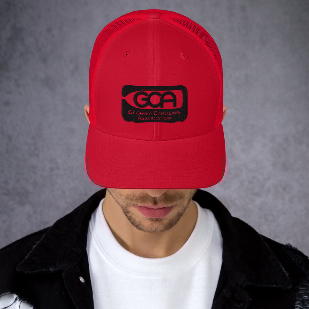 Image of Retro Trucker Cap, black logo