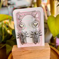 Beetle Heart Earrings Silver