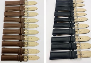 Image of LOTS OF 5 & 10 X PLAIN LEATHER GENTS WATCH STRAPS,18mm/20mm,BLACK,BROWN,TOP QUALITY,NEW.