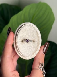 Image 1 of .925 SS DAINTY AMETHYST RING ADJUSTABLE SIZES 5-12