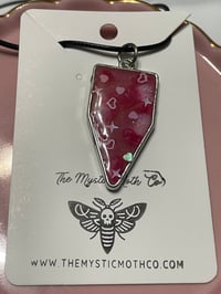 Image 3 of Fuchsia Glitter Pennant Necklace