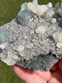 Image 9 of Green Fluorite On Druzy Quartz With UV Dog Tooth Calcite #2225