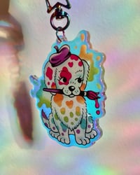 Image 4 of Rainbow Puppy Keychain