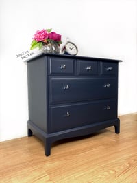 Image 3 of Upcycled Stag Minstrel Chest Of Drawers painted in navy blue