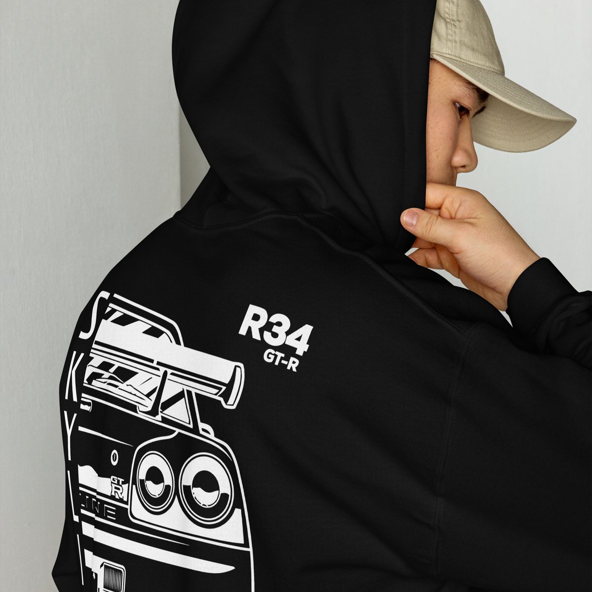 Kawaii Skyline R34 JDM GTR Hallowmas Sportswear Casual Unisex Slim Homme  Classic Oversized Hooded Pullover Harajuku