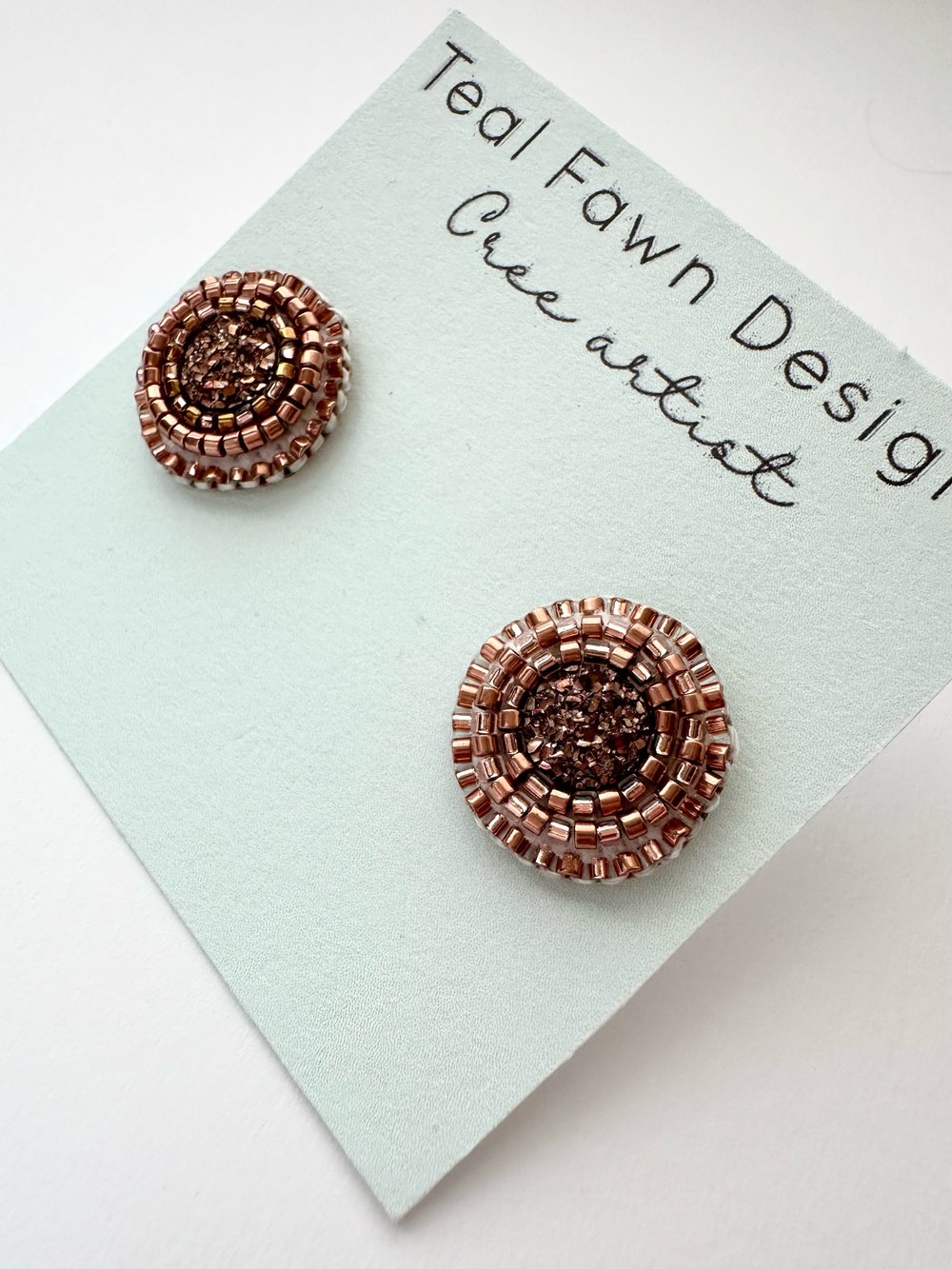 Image of Tiny Copper Beaded Stud Earrings 
