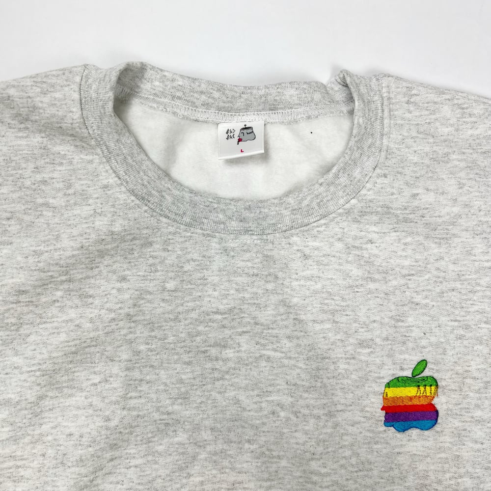 Image of Unreleased embroidered "apple" sweatshirt (Ash grey)