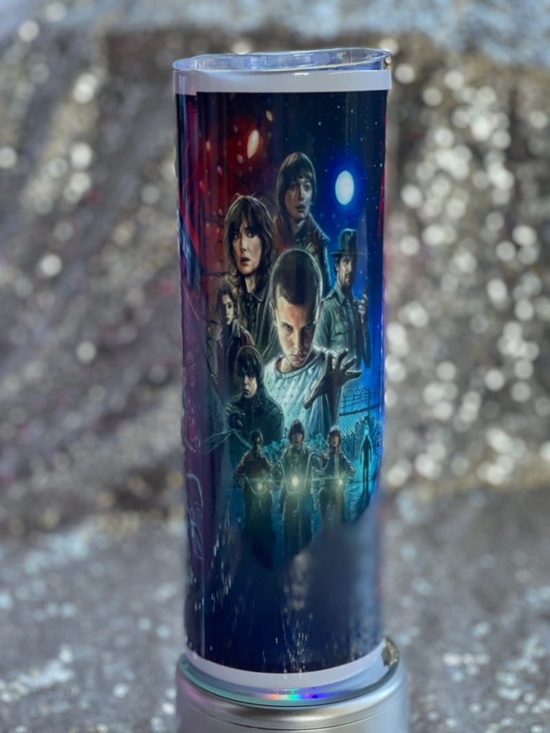 stranger things glitter tumbler in 2023