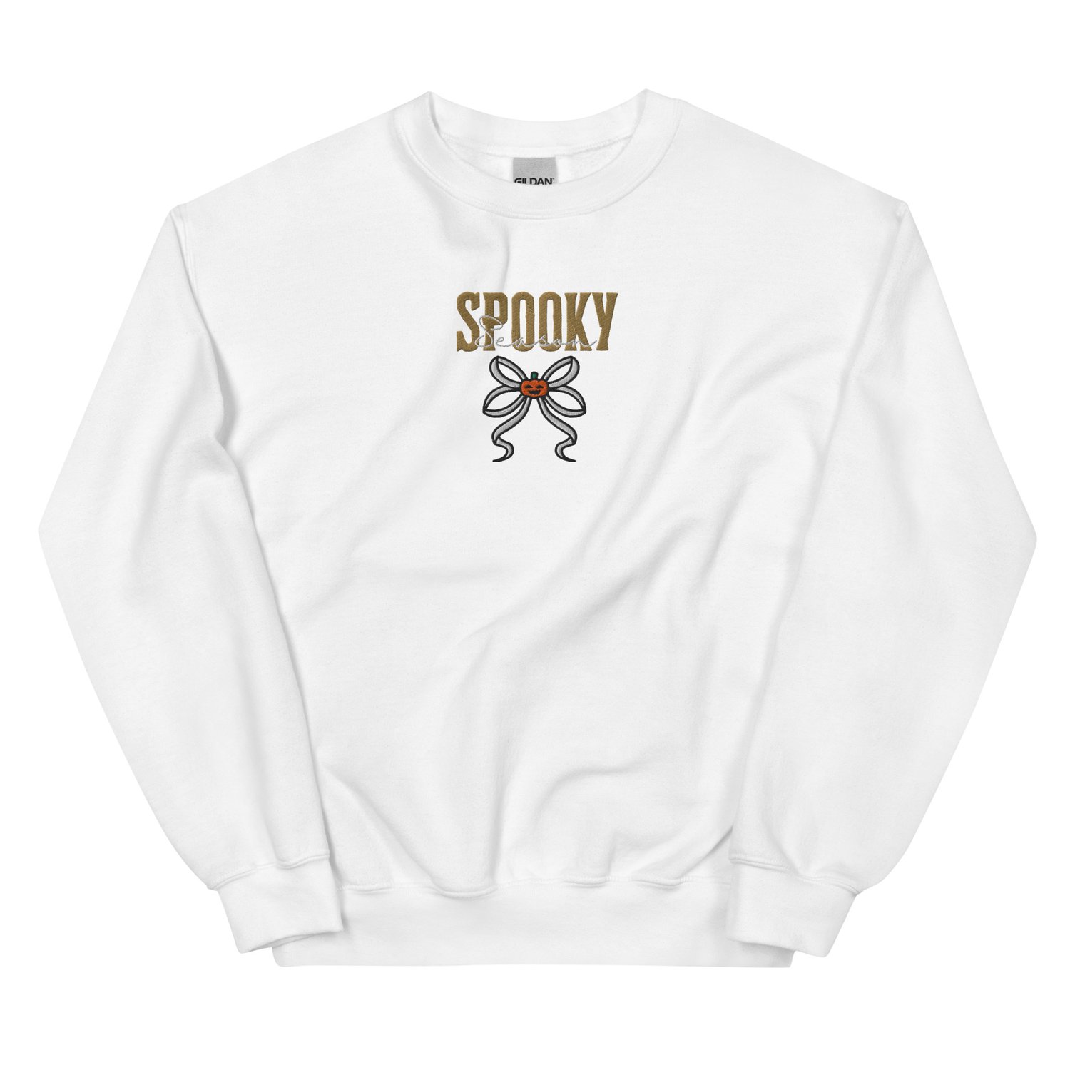 Image of Spooky season ribbon autumn embroidery Unisex Sweatshirt