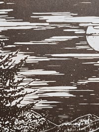 Image 8 of No friends but the mountains • Linocut paper print