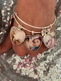 Image 1 of Custom heart photo necklace & bangle gift  set  comes with (1) free 4 x 6 photo per order 