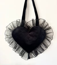 Image 2 of Midnight Velvet Heart Ruffle Bag 🖤