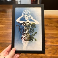 Image 3 of ☠️Nonsense Framed Linocut/ Cyanotype Print