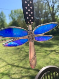 Image 3 of Stained glass & silverware dragonfly 
