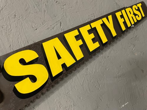 Image of Hand Painted Vintage Saw SAFETY FIRST