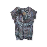 Image 1 of M 100% Cotton Short T-Shirt Dress with Pockets in Stormy Sky Spiral Ice Dye