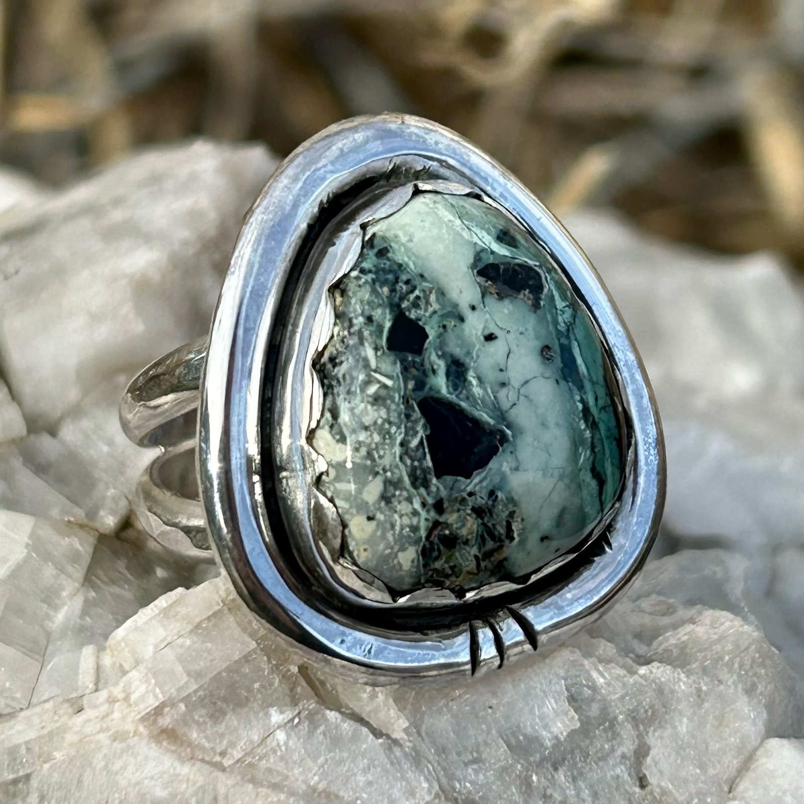 Australian turquoise sold variscite ring size 8 sterling, gem stone silver, 925