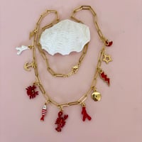 Image 1 of Ocean Theme 2 - Gold Paperclip Charm Necklace