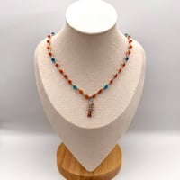 Image 2 of Blue & Orange Fish Necklace
