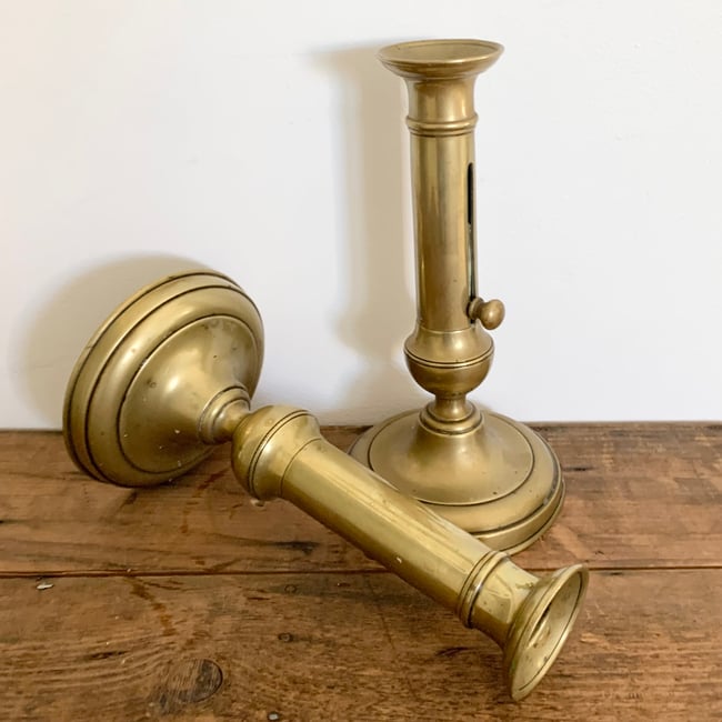 Louis XVIII Brass Candlesticks 