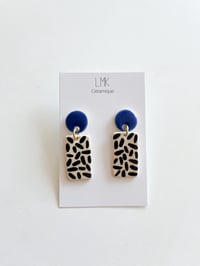 Paire de boucles d'oreilles céramique TOTEM RECTANGULA PM bleu