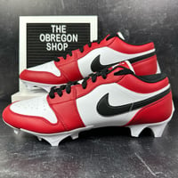 Image 1 of NIKE AIR JORDAN 1 LOW TD CHICAGO 2023 MENS FOOTBALL CLEATS SIZE 12 LEATHER WHITE RED BLACK NEW