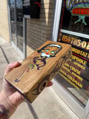 Betty Boop Nun hand painted on scrap wood by Mia Rambo wall art