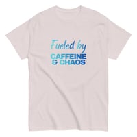 Image 2 of Unisex classic tee, Fueled by Caffeine & Chaos T-Shirt | Funny Coffee Lover Chaos Humor Graphic Tee